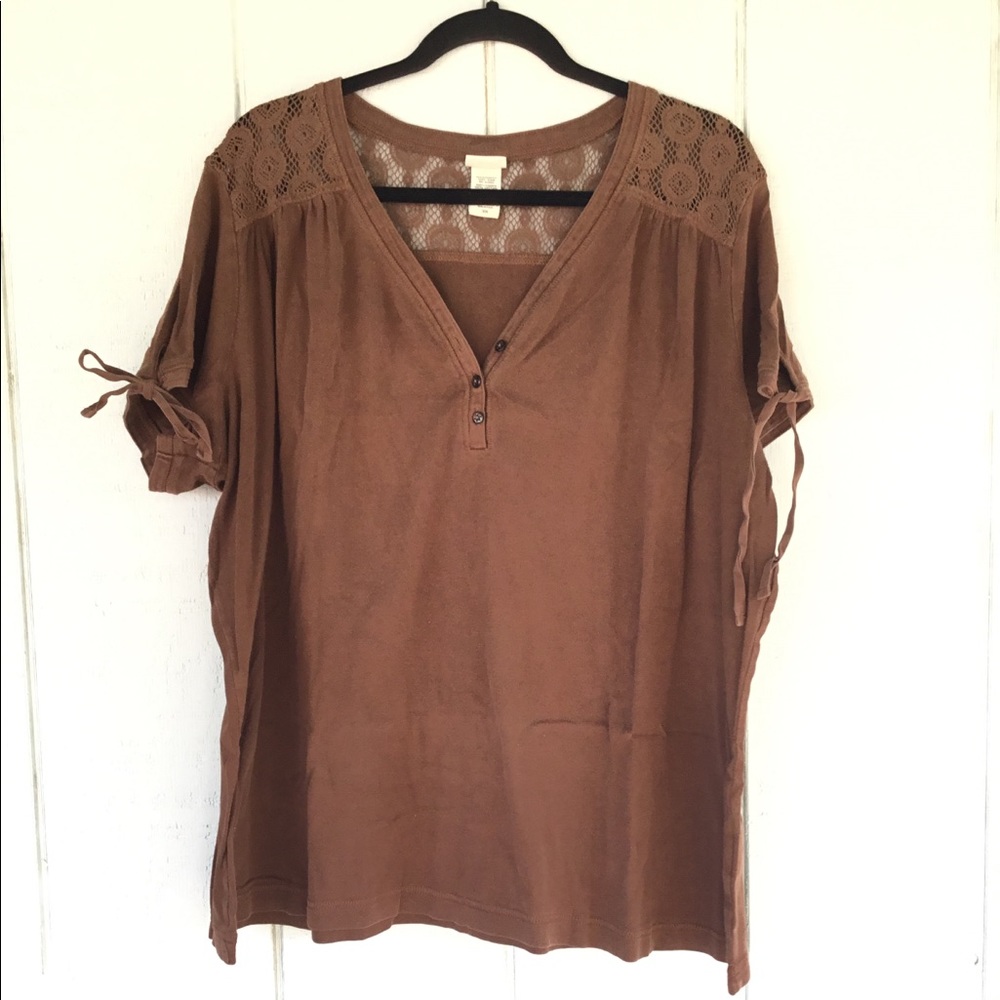 3X Route 66 original clothing company brown blouse